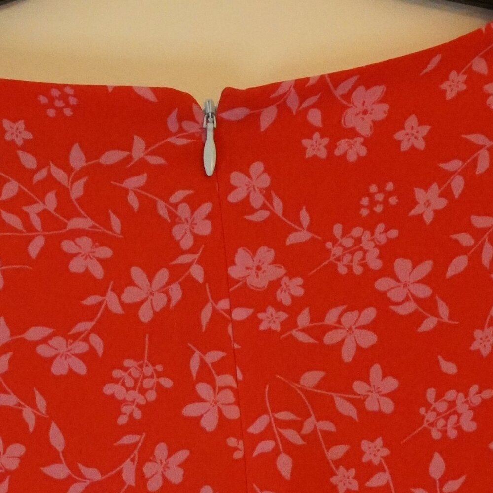 Likely, Raffa Floral Puff Sleeve Midi Slit Dress, Red, Light Blue Colorblock - Picture 5 of 7